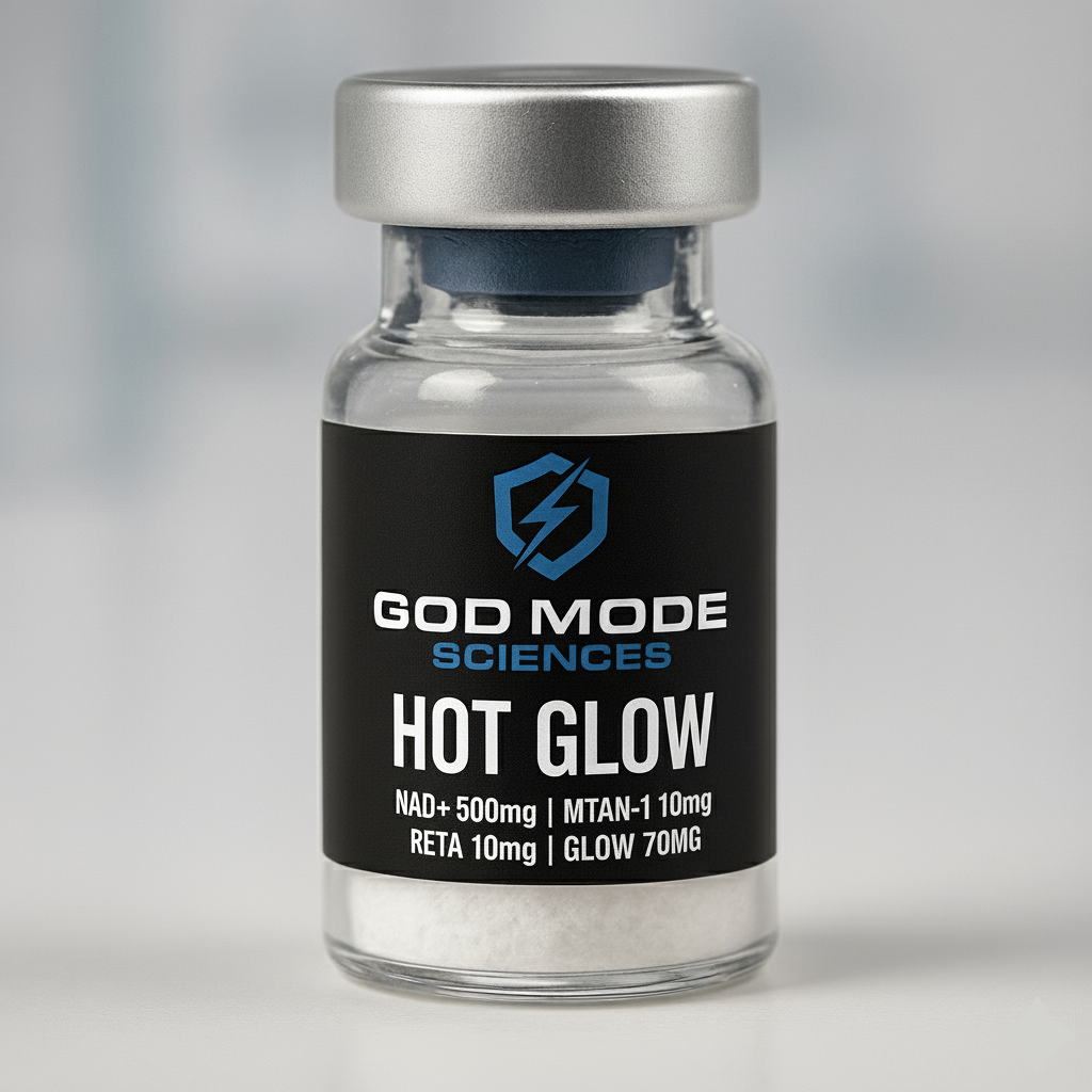 HOT GLOW (NAD+ (500 mg) • Melanotan II (10 mg) • GLP-3RETA (10 mg) • GLOW (70 mg)